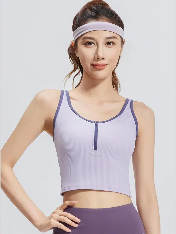 Piped zip bra — custom activewear made by Eliian