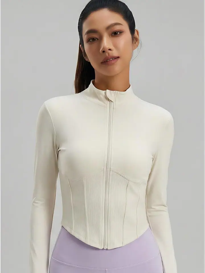 Ribbed zip jacket — custom yoga wear manufactured by Eliian