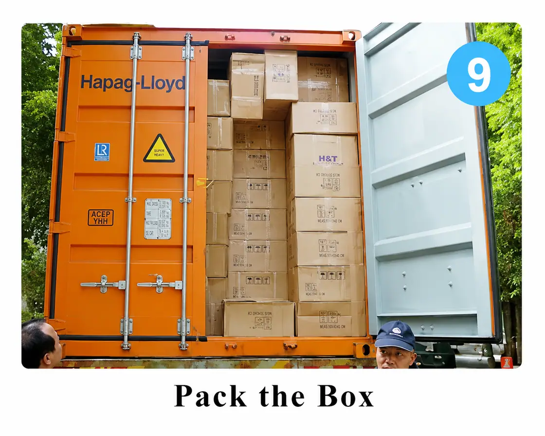 Pack the box — step 09 of custom activewear production at the Eliian factory