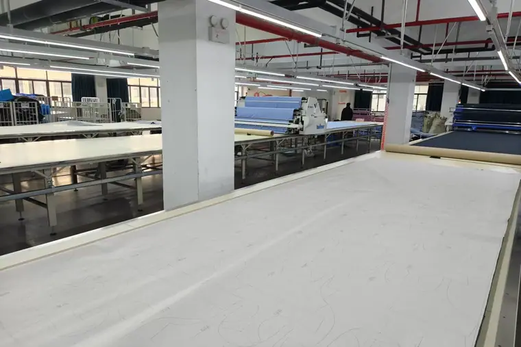 Cutting floor — Eliian activewear factory, Xiamen