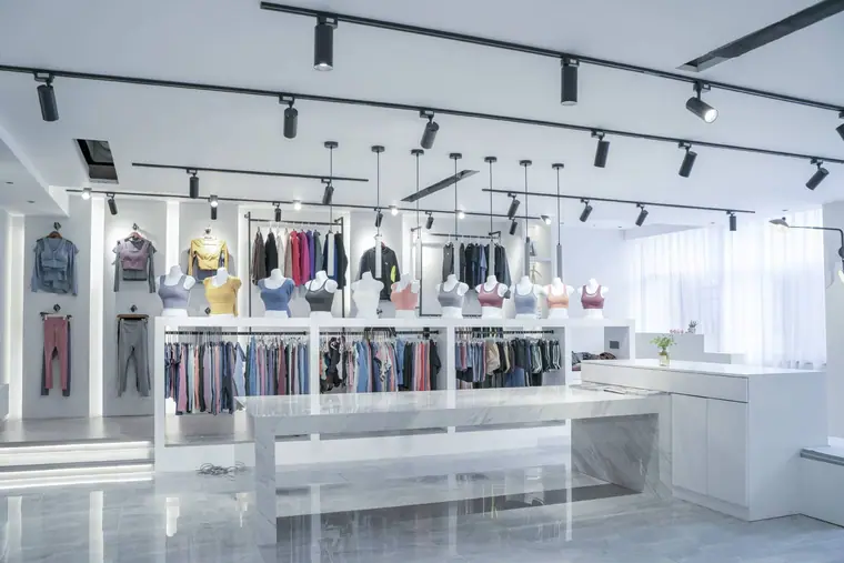 Sample showroom — Eliian activewear factory, Xiamen